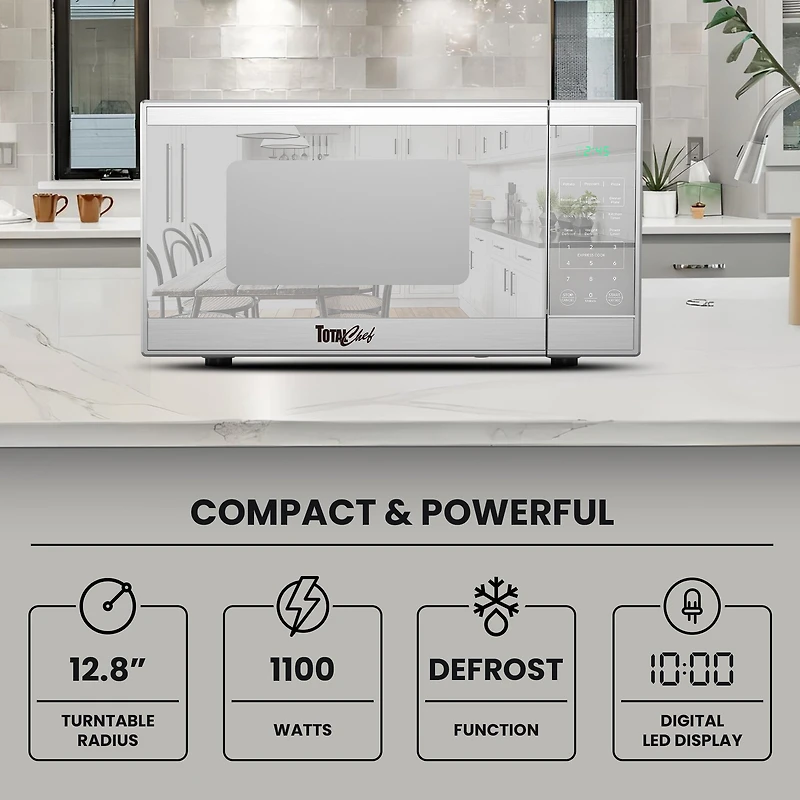Four à micro-ondes de comptoir Total Chef 1,3 pi³ en acier inoxydable, 1100 W
