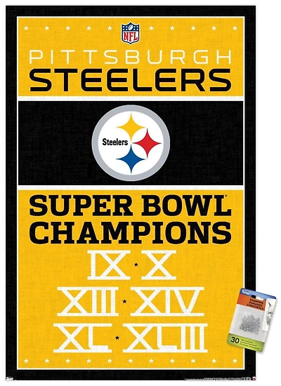 NFL Pittsburgh Steelers - Champions 13 Wall Poster, 22.375" x 34"