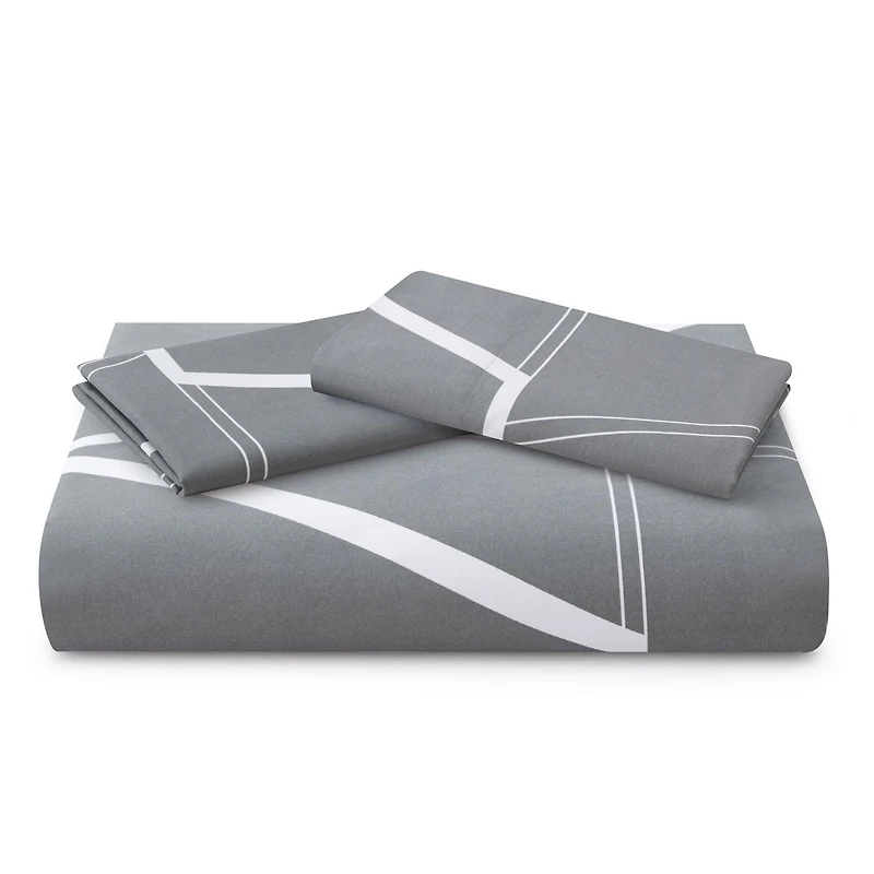 Marina Decoration Soft Silky Rich Printed Rayon from Bamboo All Season Duvet Cover Fitted Sheet Ensemble Bedding Set with Zipper and Corner Tie, Modern Fantasy Geometric Pattern