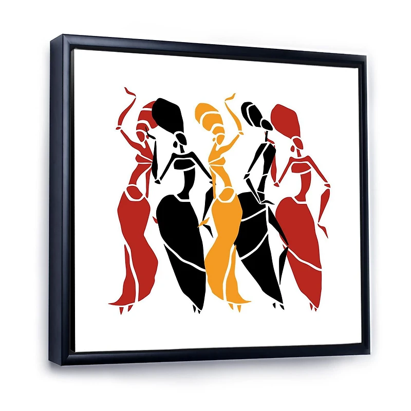 Designart Beautiful Dancers Afro American Silhouettes FLOAT FRAME WALL ART