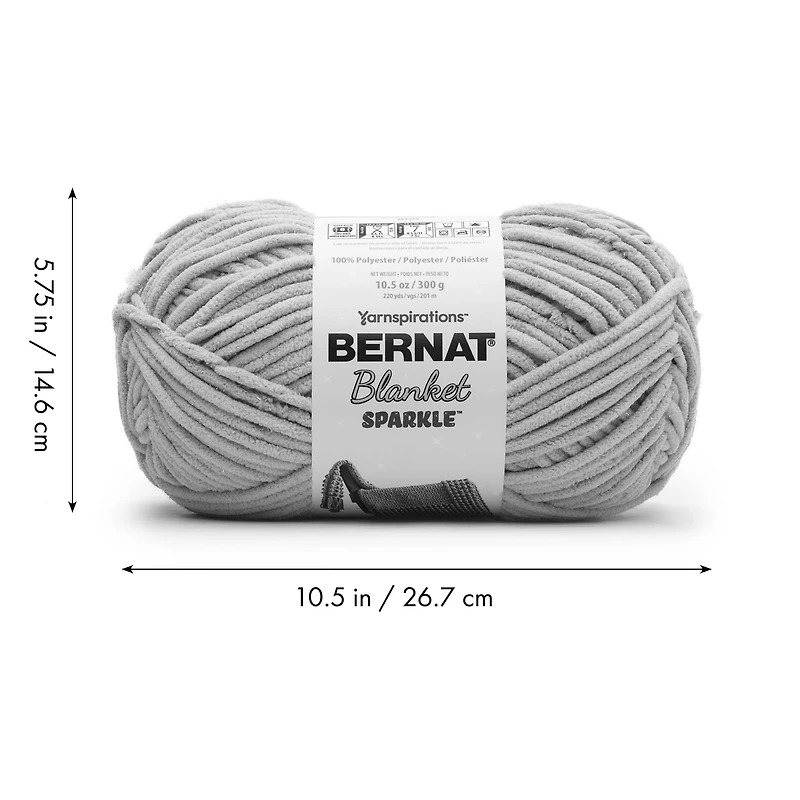 Bernat® Baby Blanket Sparkle™ Yarn, Polyester #6 Super Bulky, 10.5oz/300g, 220 Yards