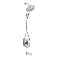 The akuaplus® 3-way diverter Pressure Balance Bath Shower Valve Set square with Magnetic Hand Shower 3 settings with Shower head, and Spout chrome finish