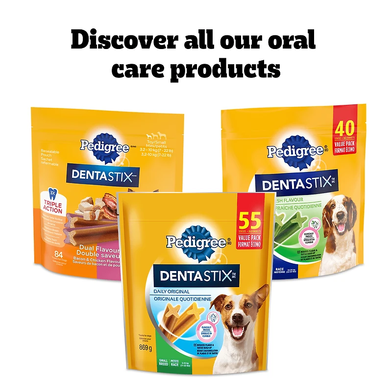 PEDIGREE DENTASTIX Gâteries de soins buccodentaires saveur de bœuf pour chiens adultes de race moyenne – réduisent l’accumulation de plaque et de tartre, 40 bâtonnets