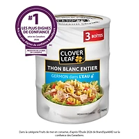 Clover LEAF® Thon blanc entier Germon dans l’eau 3x170g (3 boîtes). 100% poisson sauvage. Thon en conserve. Sans gluten.