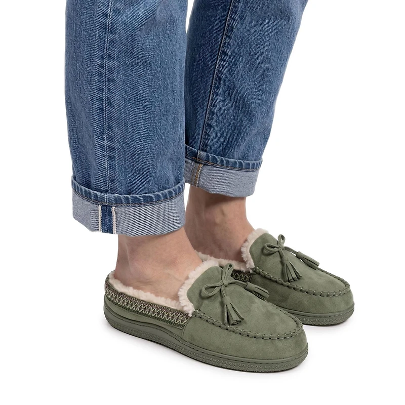 MUK LUKS Chaussons mules style bateau pour femmes, olive, tailles 5-10