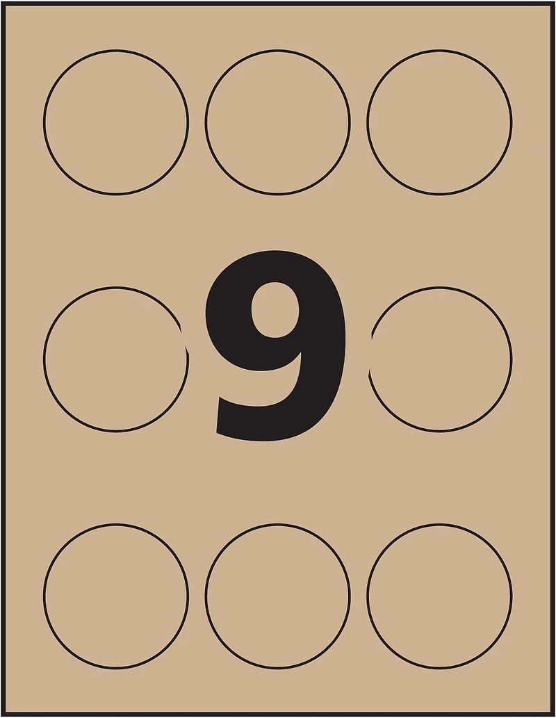 Avery Kraft Brown Round Labels, 2½" Diameter, Permanent Adhesive, for Laser and Inkjet Printer - 72808