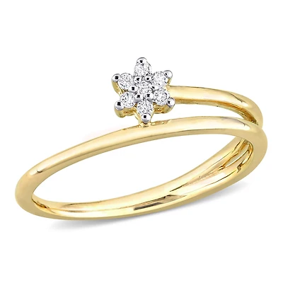 Bague de Promesse florale torsadée Miabella d'accent de diamant en Argent Sterling Plaqué Jaune