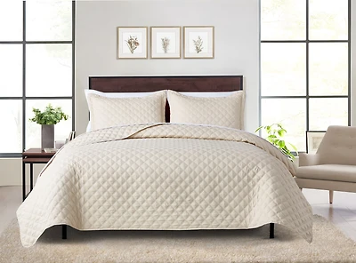 Mainstays All in One Lightweight Quilt Set and Sheet Set -7 Piece, King, Beige
