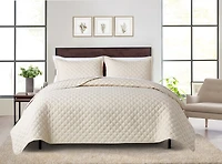 Mainstays All in One Lightweight Quilt Set and Sheet Set -7 Piece, King, Beige