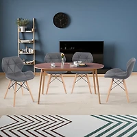 Noble House Modern Dining Chair with Backrest,High-Resilience Sponge Filling and PU Leather Surface,Set of 2 (Grey)
