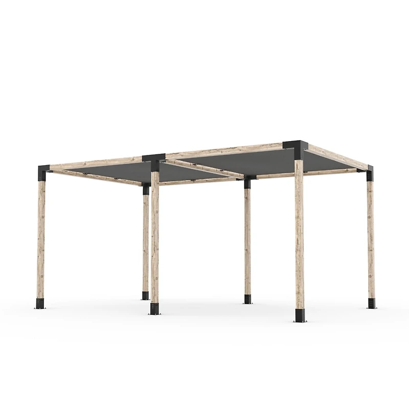 Toja 8' X 24' Double Pergola Kit With 2 Shade Sails For 4X4 Wood Posts