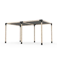 Toja 8' X 24' Double Pergola Kit With 2 Shade Sails For 4X4 Wood Posts