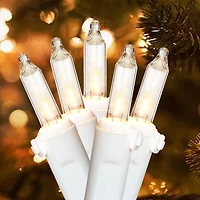 Holiday Time 100-Count Clear Incandescent Mini Christmas Lights, with White Wire, 19.2'