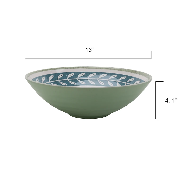 Better Homes & Gardens Bamboo Melamine Flower Server Bowl Green 13 Inch