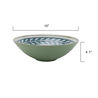 Better Homes & Gardens Bamboo Melamine Flower Server Bowl Green 13 Inch
