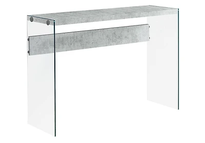 Monarch Specialties Table D'appoint, Console, Entrée, Étroit, Sofa, Salon, Chambre À Coucher, Verre Trempé, Stratifié, Gris, Dégager, Contemporain, Moderne