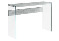 Monarch Specialties Accent Table, Console, Entryway, Narrow, Sofa, Living Room, Bedroom, Tempered Glass, Laminate, Grey, Clear, Contemporary, Modern