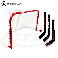 Warrior 31" Mini Pro-Style Hockey Goal Combo Set - Metal 31" Net, 2 Mini Player Sticks, 1 Mini Goalie Stick and 1 Mini Hockey Ball