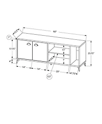 Monarch Specialties Tv Stand, 60 Inch, Console, Media Entertainment Center, Storage Cabinet, Living Room, Bedroom, Laminate, Metal, Grey, White, Contemporary, Modern