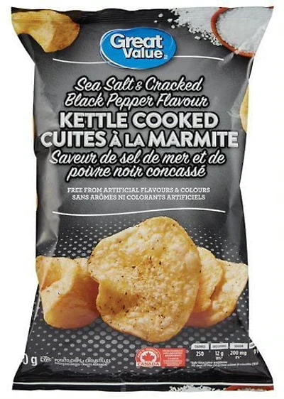 Great Value Sea Salt and Cracked Black Pepper Kettle Cooked Potato Chips