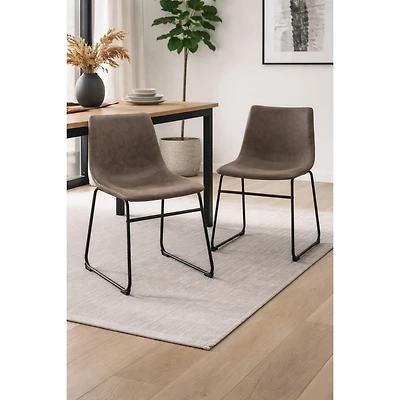 Brassex Madison Ensemble de 2 chaises de salle à manger rembourrées pour cuisine et salle à manger avec structure en acier thermolaqué, brun vintage