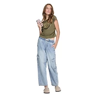 My Sister's Closet Girls' Tie Waist Wide Leg Barrel Cargo Pant