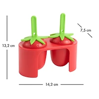 Mainstays 3-Piece Home-made Popsicle Mould, Strawberry Shape Set in Red and Green