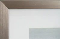 Art paysager abstrait encadré en ton argenté de 18 x 40 pouces avec accents dorés