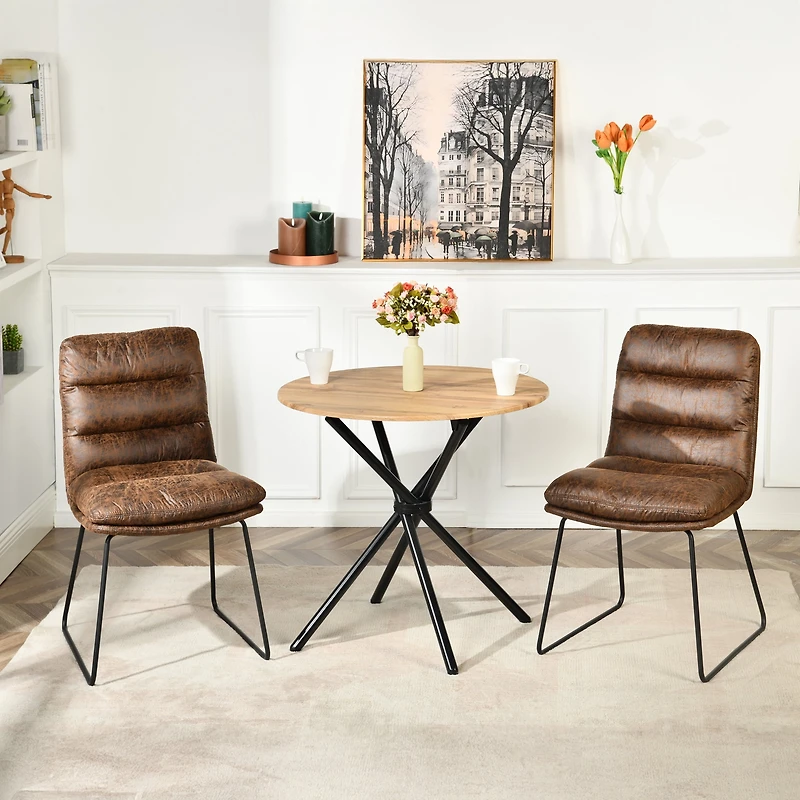 Homy Casa Round Side Table for Living Room, 31.5 inch Top with Metal Legs, Dark Brown, Modern accent Piece