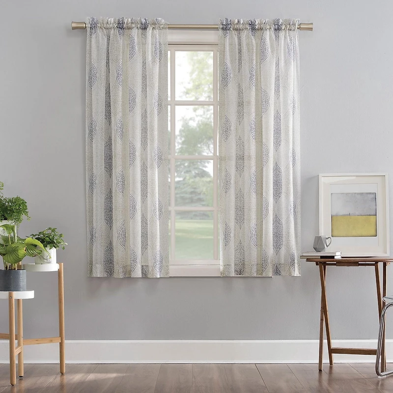 Mainstays Medallion Sheer Voile Window Curtains Panel Pair