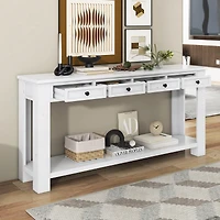 Noble House Console Entryway Table with Storage Drawers and Bottom Shelf for Hallway and Living Room ,Antique White