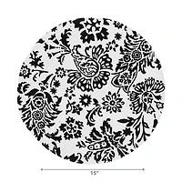 IH Casa Decor Printed Round Cotton Rope Placemat Black Baroque - Set of 12
