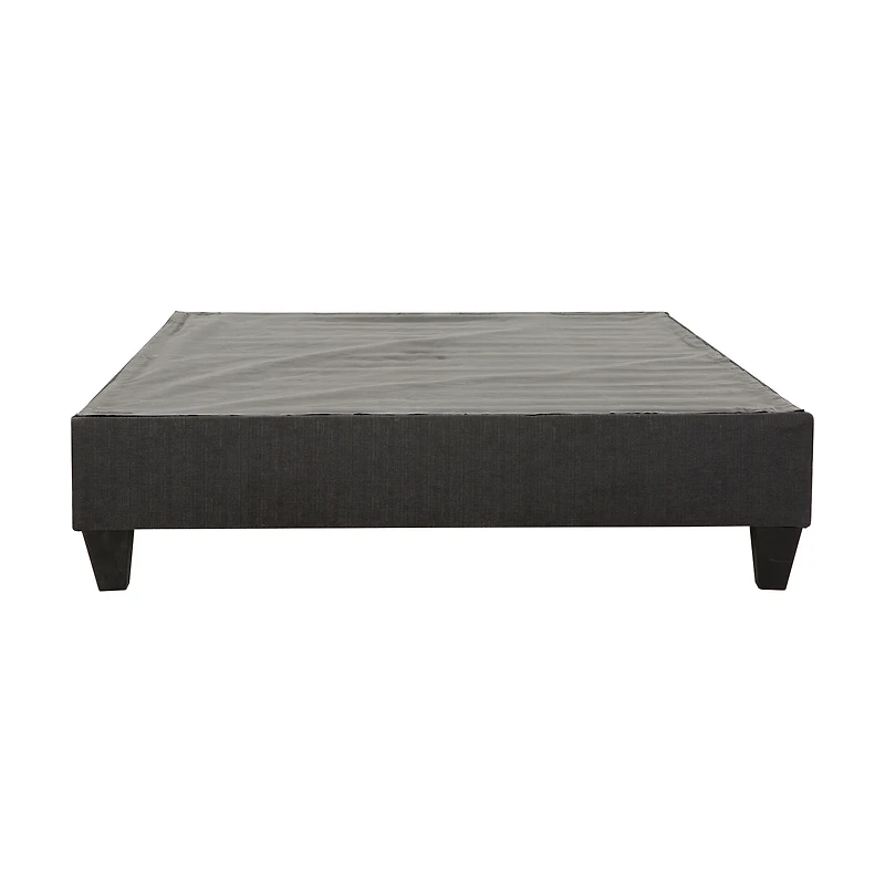 PRIMO Carter Upholstered Platform Bed Frame – Twin Size, Dark Grey Linen Look Fabric, No Box Spring Required, Durable Wood Slats – Bedroom Foundation