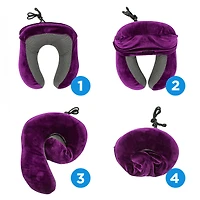 Dizz One Memory Foam Ergonomic Neck Pillow for Traveling, Folds Compact, Violet