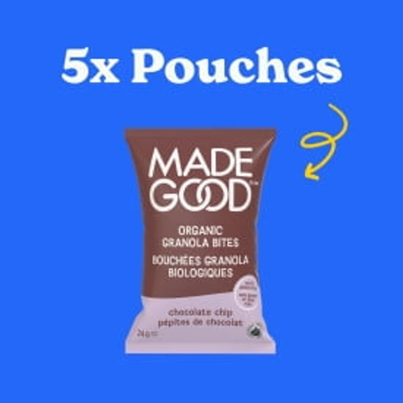 MadeGood Bouchées Granola Pépites de Chocolat 5 Sachets