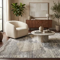Rug Branch Nomad Abstract Indoor Area Rug, Cream Grey, Modern - Living Room, Bedroom, Dining Room, and Kitchen