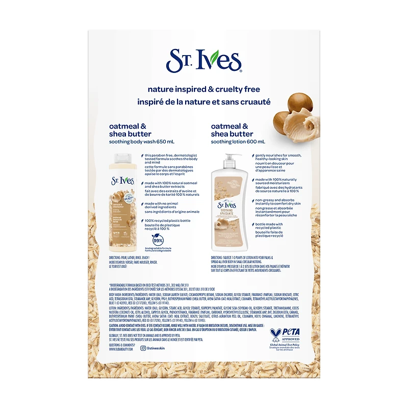 St. Ives Oatmeal & Shea Butter Body Was & Lotion Gift Set