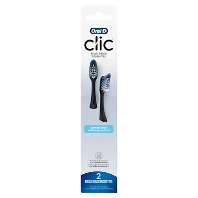 Oral-B Clic Toothbrush Ultimate Clean Replacement Brush Heads, Black 2 Pack