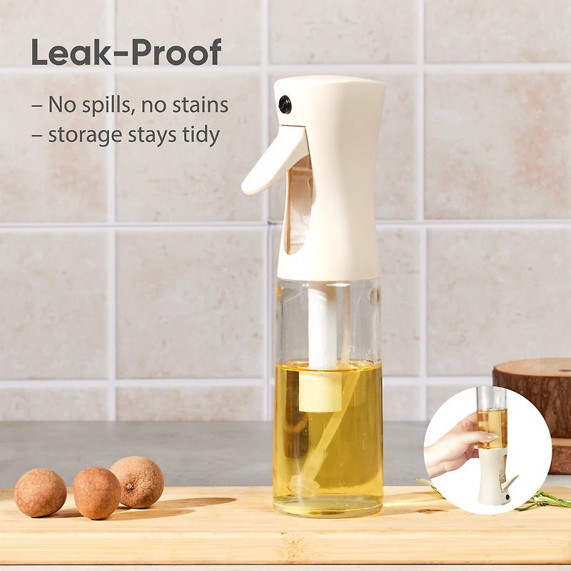 Carote Pulvérisateur d'huile de cuisine à brume fine et contrôle des portions – Flacon pulvérisateur en verre rechargeable pour huile d'olive, utilisation pour friteuse à air, salade, barbecue, 7.5oz