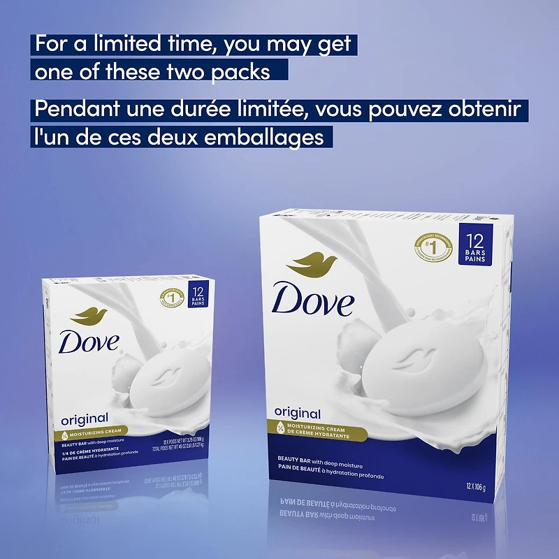 Dove Beauty Bar 1/4 Moisturizing Cream Original, 106 g (12 bars)