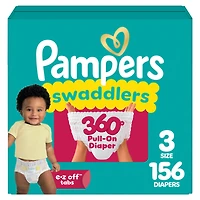 Pampers Diapers - Swaddlers 360° - Size 3, up to 100% Leakproof Comfy Dry Fit, EZ Off Tabs Designed for Easy Changes, Pull On Diaper
