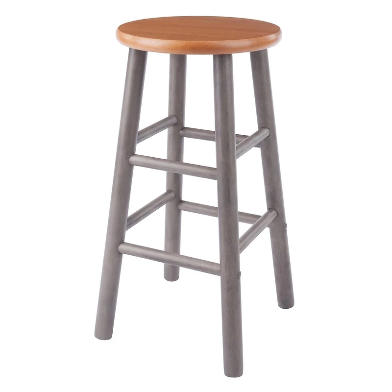 Huxton 2Pc Counter Stool Set Gray / Teak