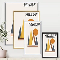 Designart Mountain Abstract and Sun FLOAT FRAME WALL ART