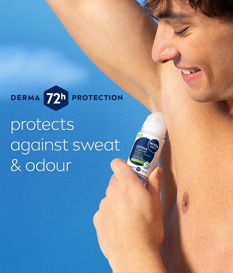 NIVEA MEN Derma Comfort Sensible, antisudorifique en bille, protection 72 heures, 50 ml