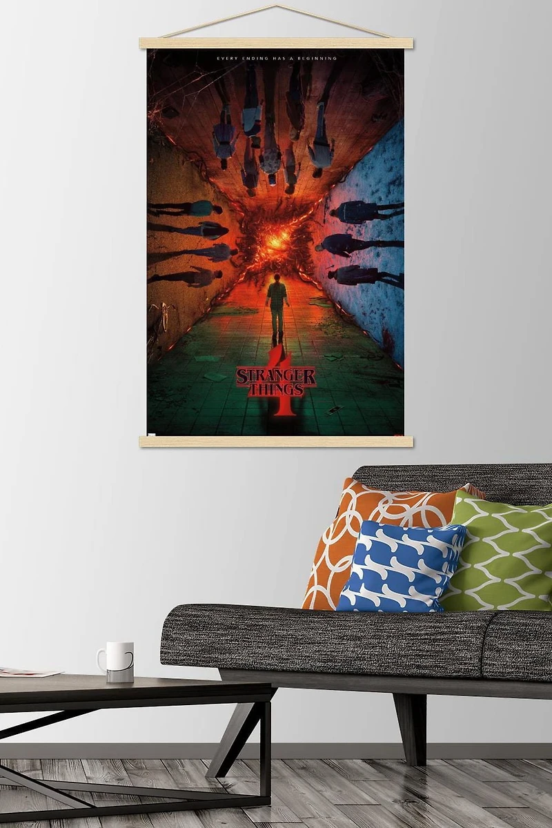 Netflix Stranger Things: Season 4 - Group Teaser One Sheet 22.375" x 34" Wall Poster with Poster Mounts, by Trends International