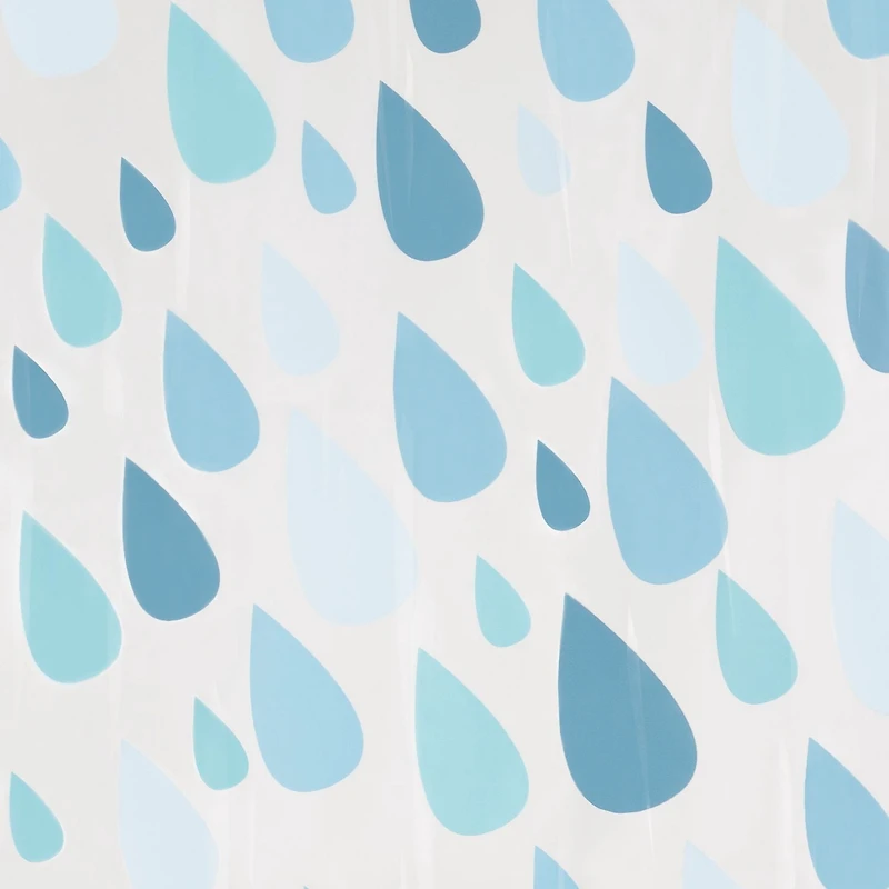 Mainstays Waterproof PEVA Raindrops Shower Curtain, 70" x 72", Aqua Blue