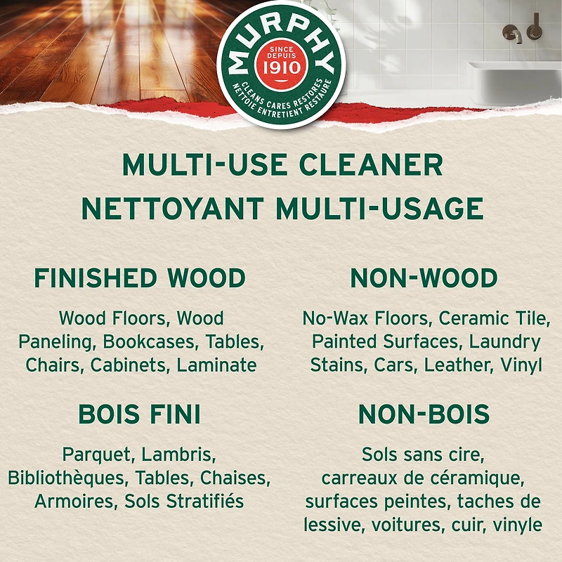 Murphy Oil Soap Concentrated Formula, Wood Cleaner, Citronella Oil Scent, 2.66 L Bottle