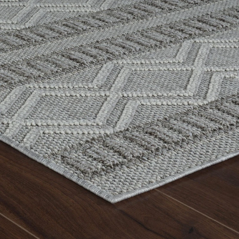 Rug Branch Hogar Abstract Indoor Outdoor Area Rug, Grey Beige, Modern - Living Room, Bedroom, Dining and Kitchen