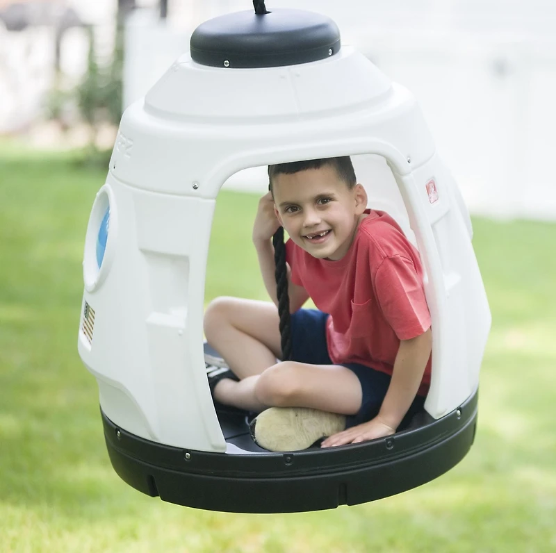 Step2 Space Capsule Swing for Kids, 2-in-1 Outdoor Kids Swing and Playhouse, Enclosed Capsule Swing Seat, Ages 3–7 Years