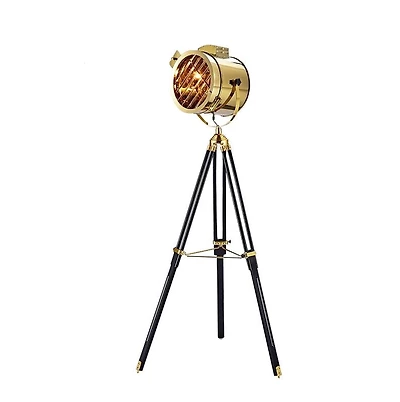 LAMPADAIRE NAUTICA<br>Lampadaire à trois pieds en acier et fer.<br><br>60"H x 12,5L x 12,5"P